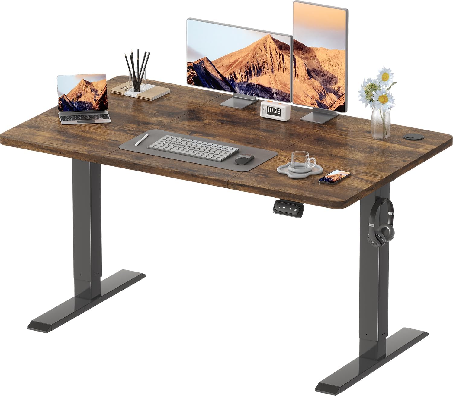 Devoko Electric Standing Desk Rustic Brown