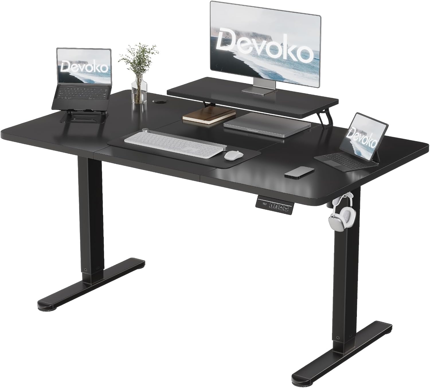 Devoko Electric Standing Desk with Monitor Stand Black